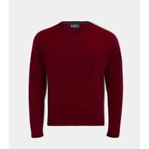 Men's Size UK 50" EUR 58 Alan Paine Luxury Knitwear V Neck Red 100% Wool Sweater